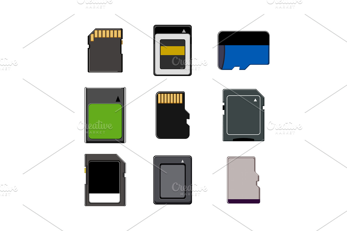 memory card set cartoon vector, an Object Illustration by pikepicture