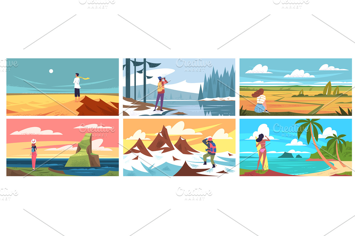Travelers enjoying nature landscape, a Sport Illustration by Stock-Smart-Start