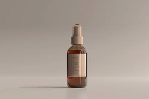 Amber Cosmetic Spray Bottle Mockup