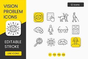 Vision Problems Icons Set