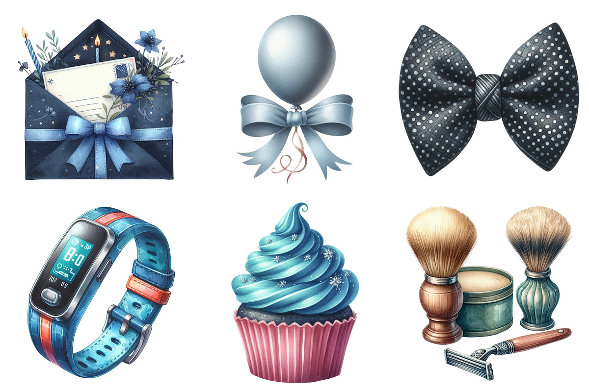 Watercolor Man’s Birthday Clipart, an Illustration by Daily.Designs (Photo 2 of 5)