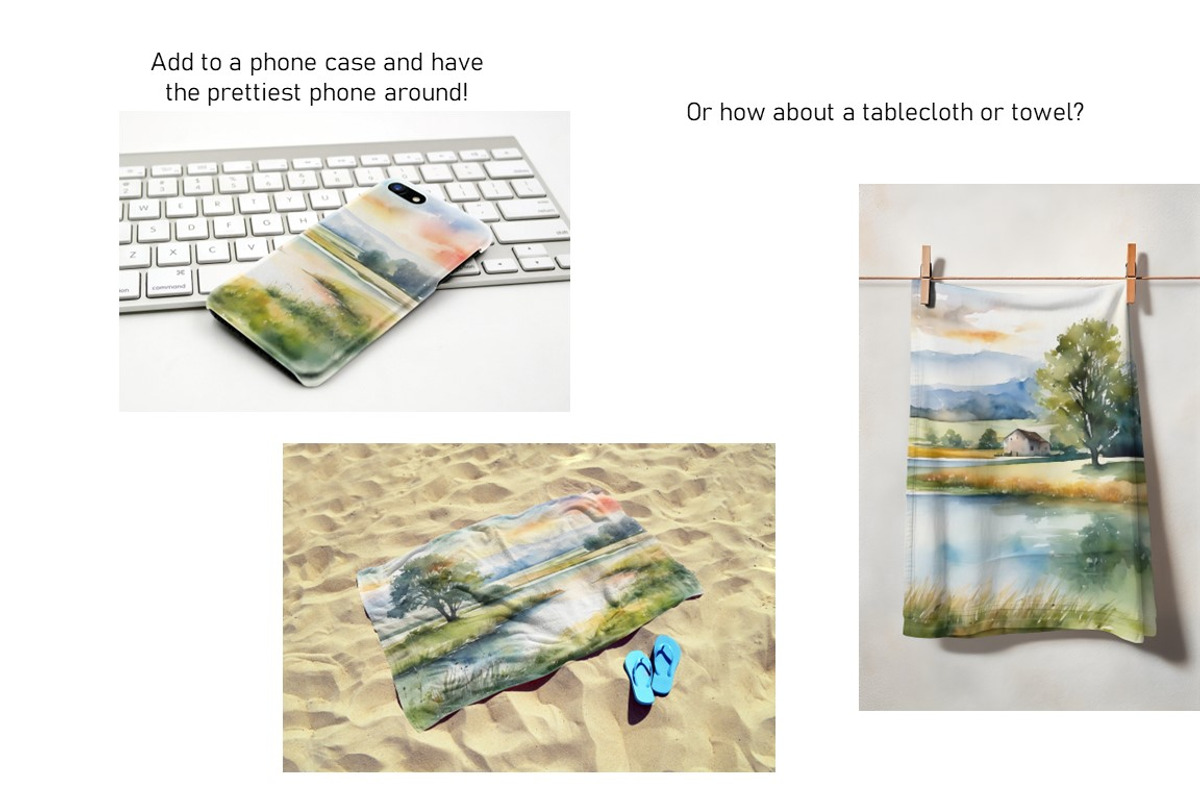 Watercolor Lake Landscapes Set 1, a Decorative Illustration by Kat's Artful Creations (Photo 8 of 10)