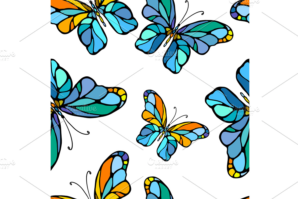 Simple butterflies seamless color, an Animal Illustration by Nenahliadava Design