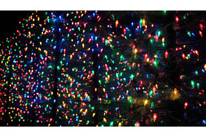 display christmas lights colorful ai, a Background Photo by pikepicture