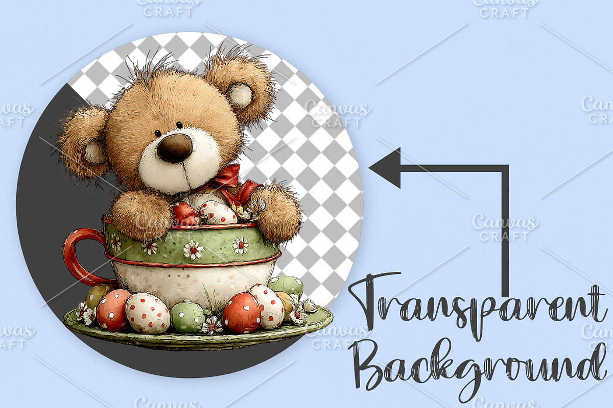Whimsical Easter Teddy Bear Clipart, an Illustration by Canvas Craft (Photo 2 of 7)