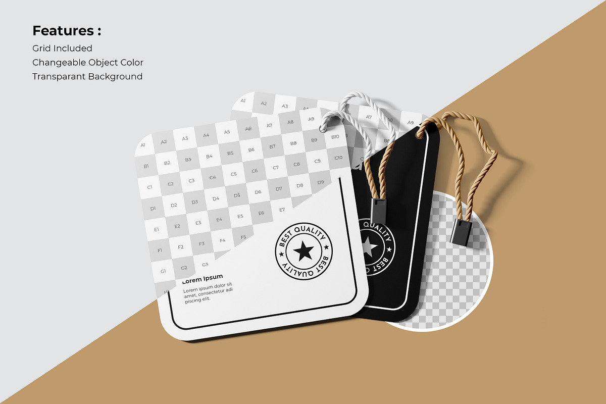Square Hang Tag Mockup, an Advertising Mockup by Rizky Audymas (Photo 2 of 8)
