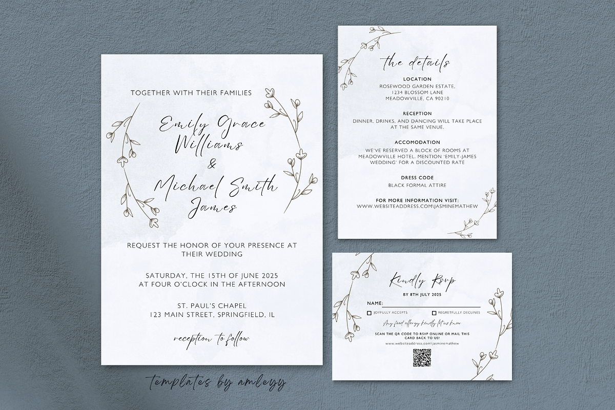 Minimal Wedding Invitation Suite, a Templates & Theme by Elegant_Studio44 (Photo 3 of 4)