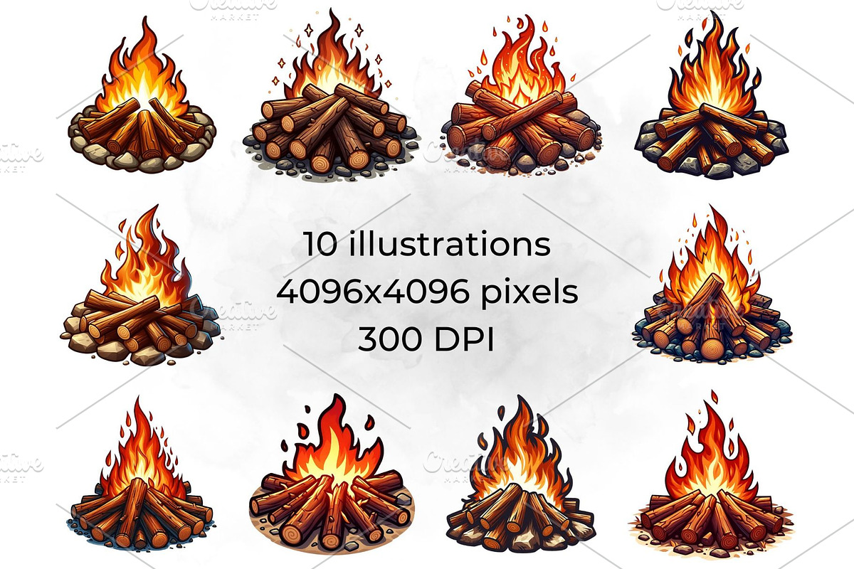 Campfire Clipart PNG Bonfire Art, an Object Illustration by QM_ART (Photo 2 of 7)