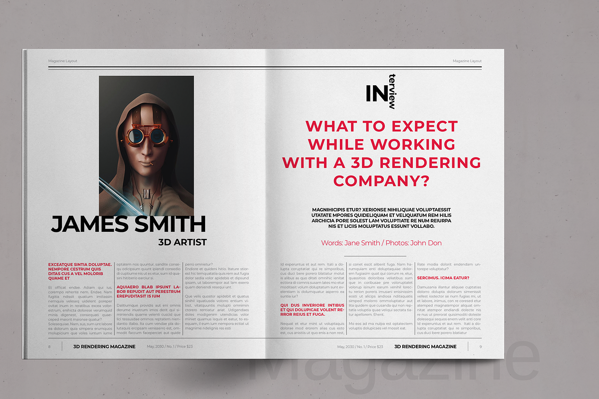 3D Magazine Layout Template for InDesign