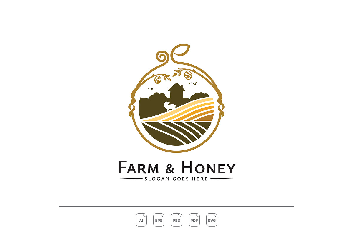 Farm & Honey Logo, a Branding & Logo Template by feydesign (Photo 1 of 2)