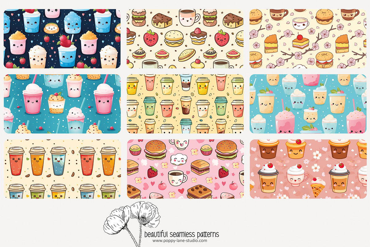 70 kawaii drinks seamless pattern, a Pattern Graphic by Poppy Lane Studio (Photo 7 of 10)