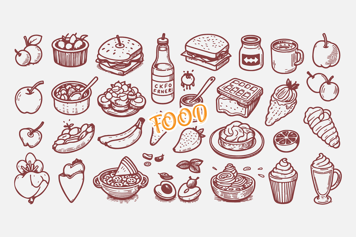 Hand Drawn Food Illustration Coll, a Food Illustration by MkStudio (Photo 2 of 3)