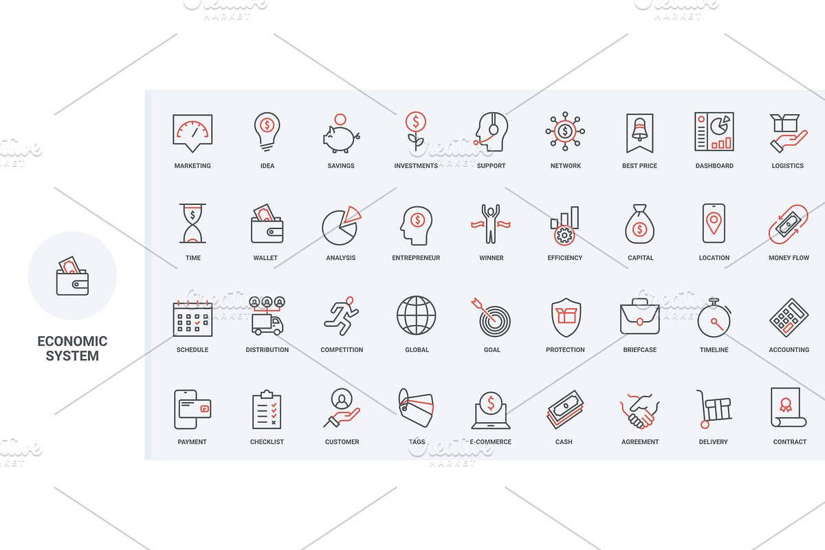 Economy finance efficiency icons, an Object Illustration by Lemberg Vector