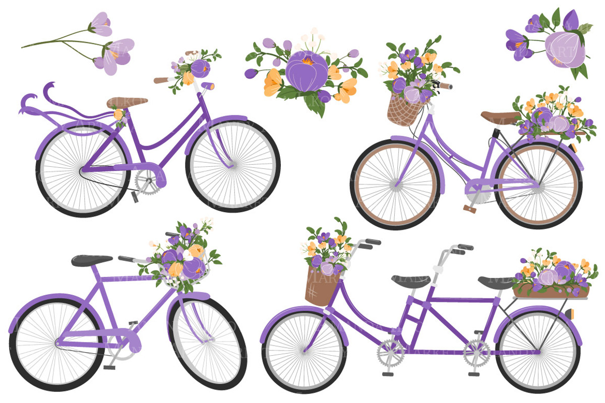 Spring Floral Bicycles Clipart, a Graphic by Amanda Ilkov (Photo 3 of 5)