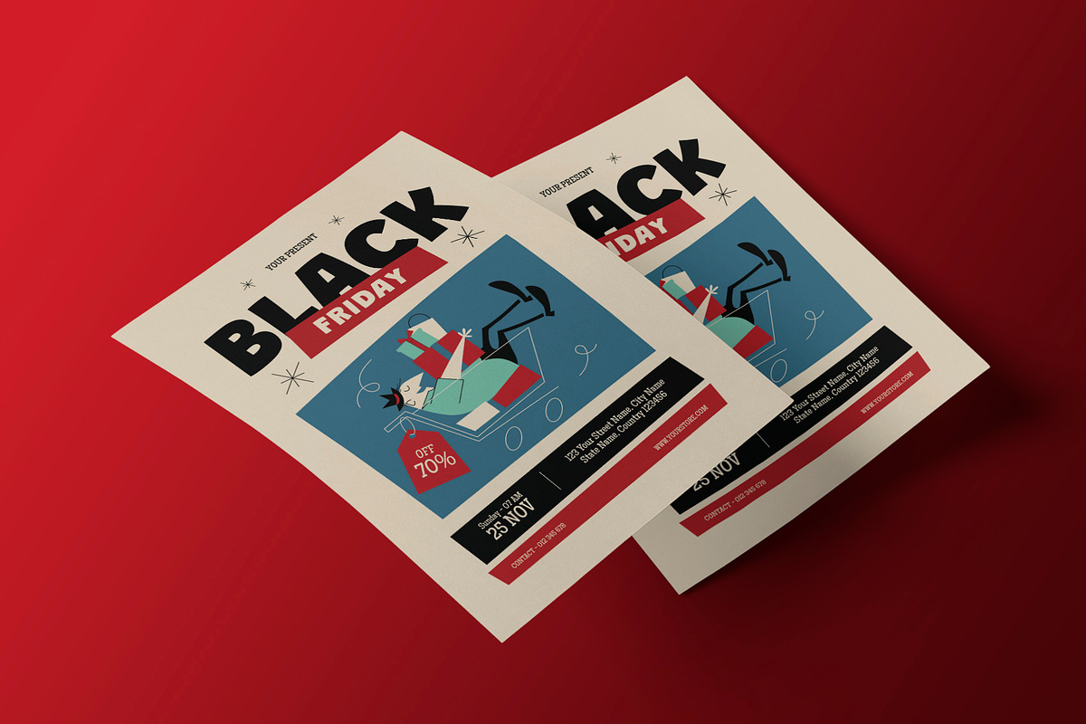 Black Friday Flyer Mid Century Theme, a Flyer Template by Neermana (Photo 3 of 4)