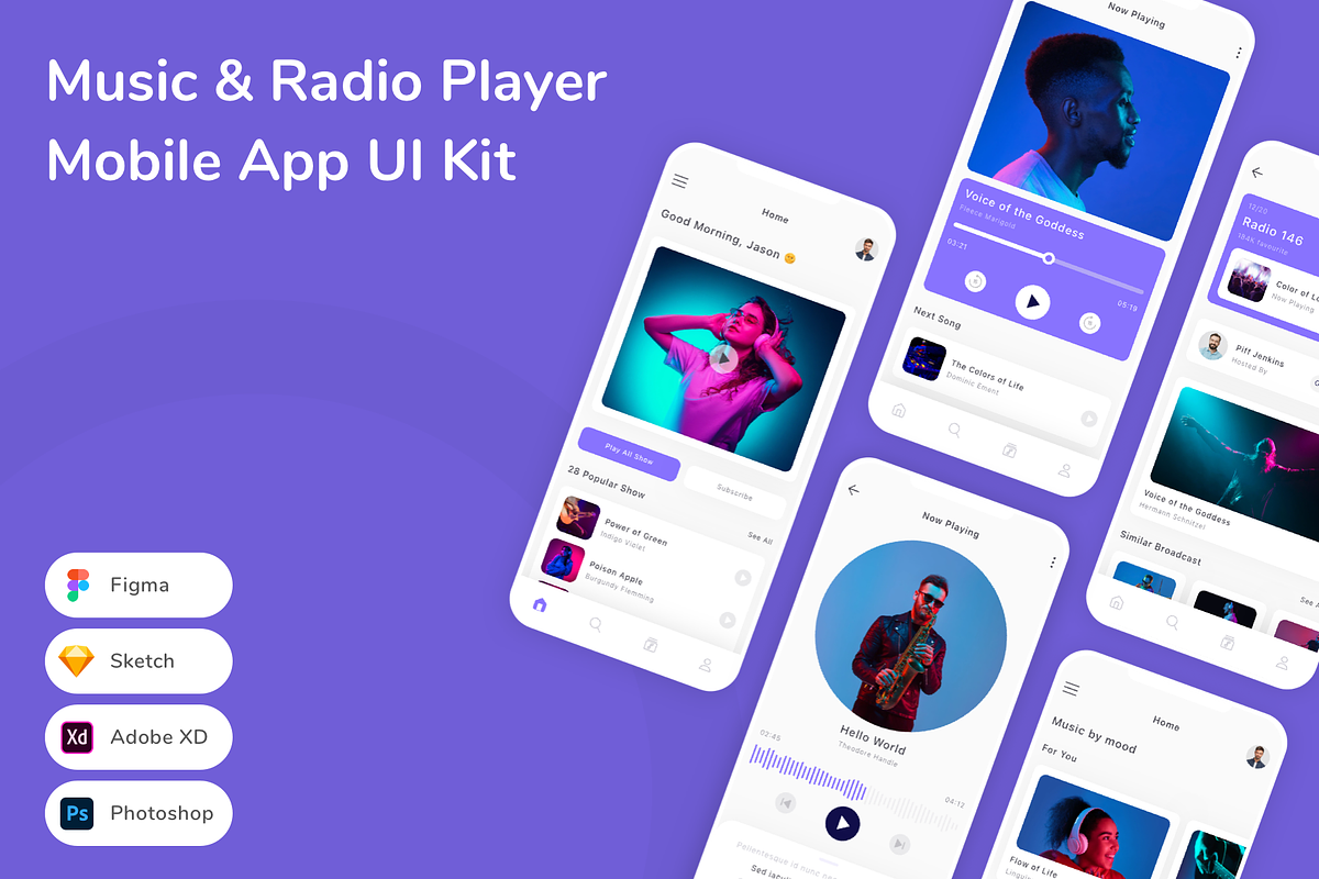 Music & Radio Player App UI Kit, an UI Kit Template by Betush