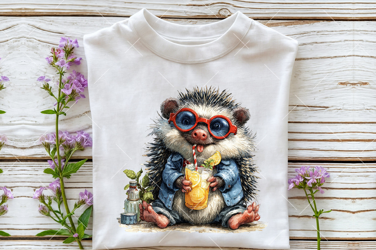 Whimsical Summer Hedgehog Clipart, an Illustration by OK Design (Photo 6 of 6)