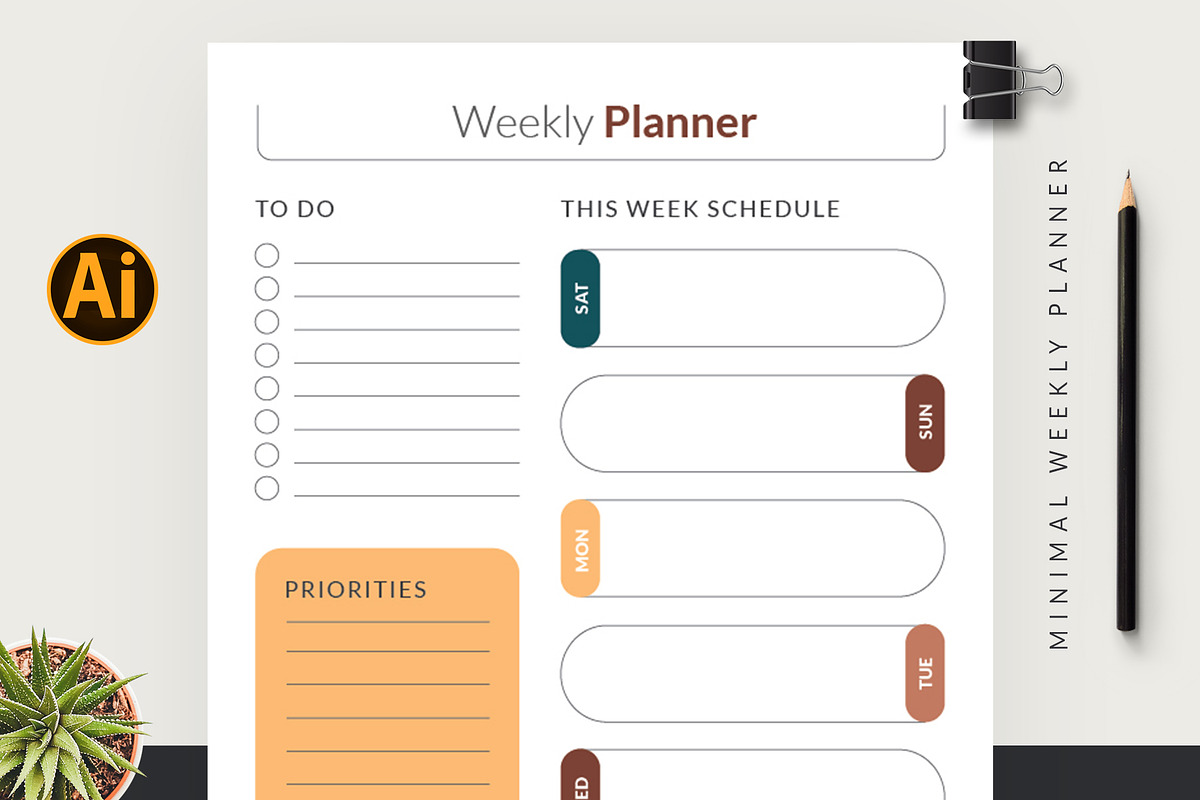 Printable Weekly Planner, a Stationery Template by Pixelpick (Photo 2 of 2)