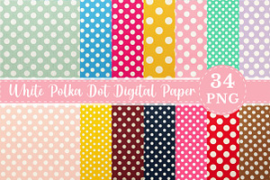 White Polka Dot Digital Paper