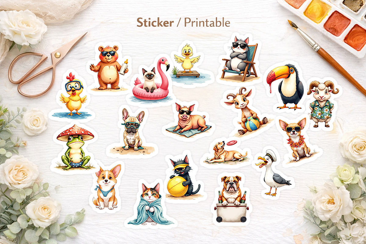 Sarcastic Summer Animals Clipart, an Illustration by Artnoy (Photo 6 of 8)