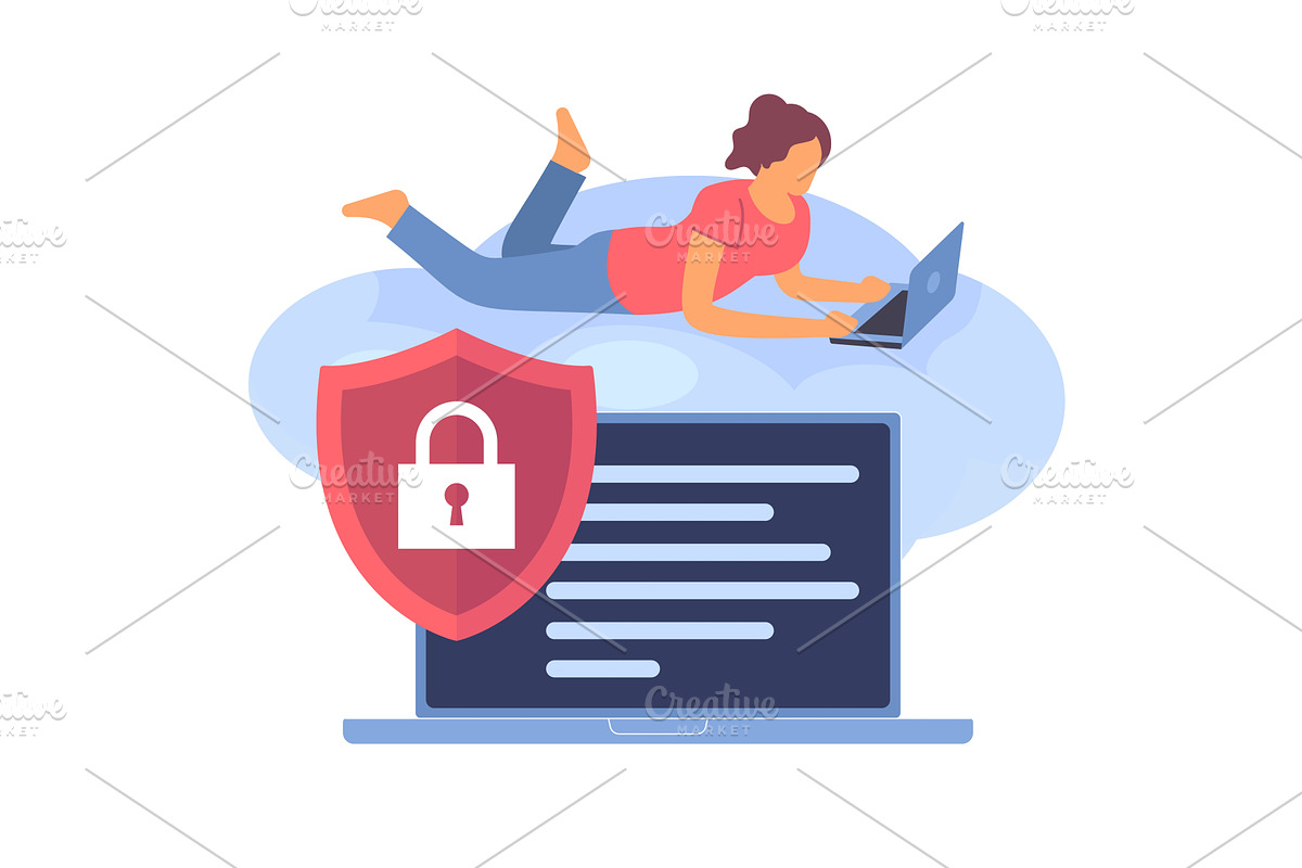 Backup protection. Cloud storage of, a Technology Illustration by YummyBuum