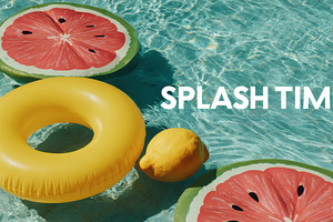 Poolside summer items SPLASH TIME, a Holiday Photo by Virgo Studio