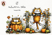 Whimsical Quirky Autumn Cat PNG, a Seasonal Illustration by Nicolle's Colorful Art (Thumbnail 1 of 6)