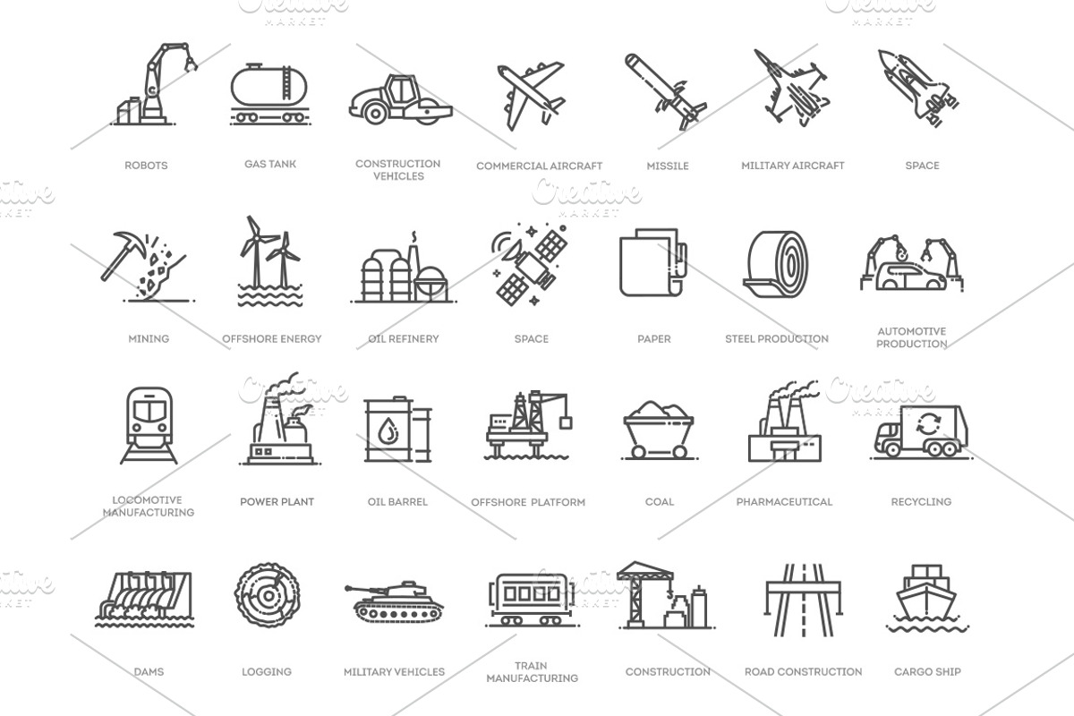 Heavy Industry Icons, an Outline Icon by Tettygreen (Photo 2 of 2)