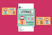 Mid Century Literacy Day Flyer Set, a Flyer Template by Artbox Studio (Thumbnail 3 of 4)