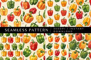 8 Bell Pepper Seamless Patterns