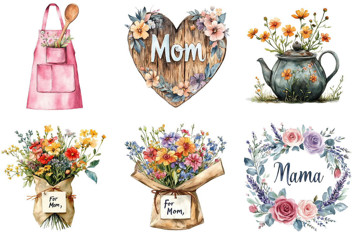 Rustic Mothers Day Clipart, an Illustration by DreamArtGraphic (Photo 4 of 4)