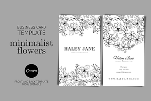 BUSINESS CARD Minimalist B&W Flowers