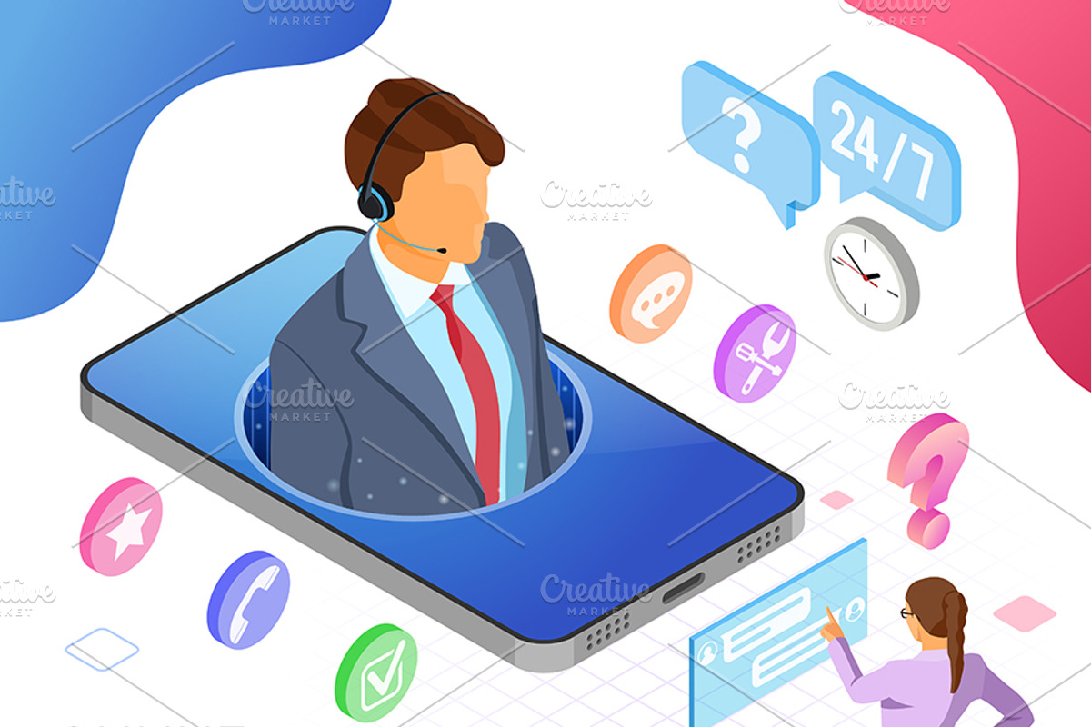 Isometric Online Customer Support, a Person Illustration by TAlex (Photo 4 of 6)