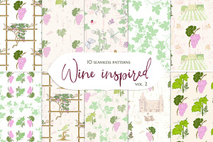 10 Grapevine seamless patterns