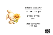 Cute Pattern with Bunny Sunflower, a Pattern Graphic by Cuteanny Design (Thumbnail 3 of 4)