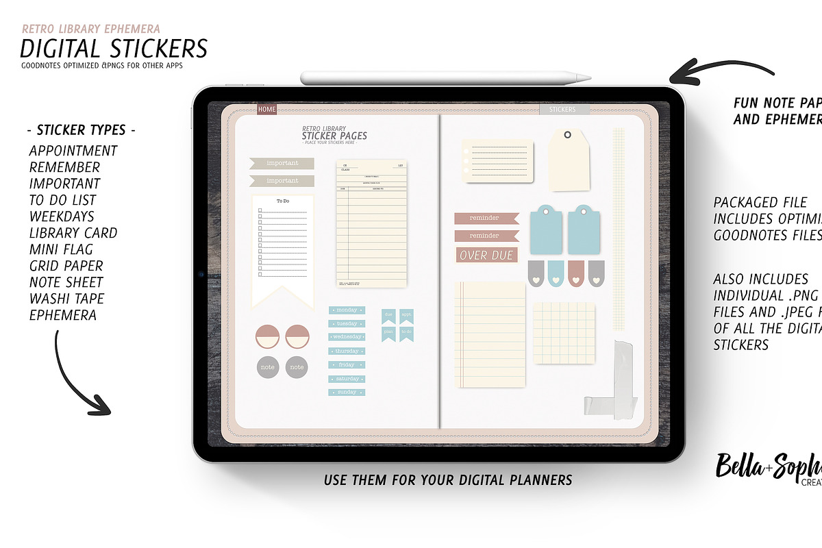 Library Digital Planner Stickers, a Stationery Template by Bella+Sophia Creative (Photo 3 of 3)