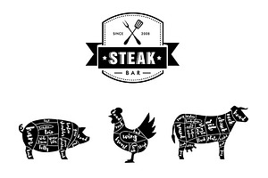Steak Bar Vector Set