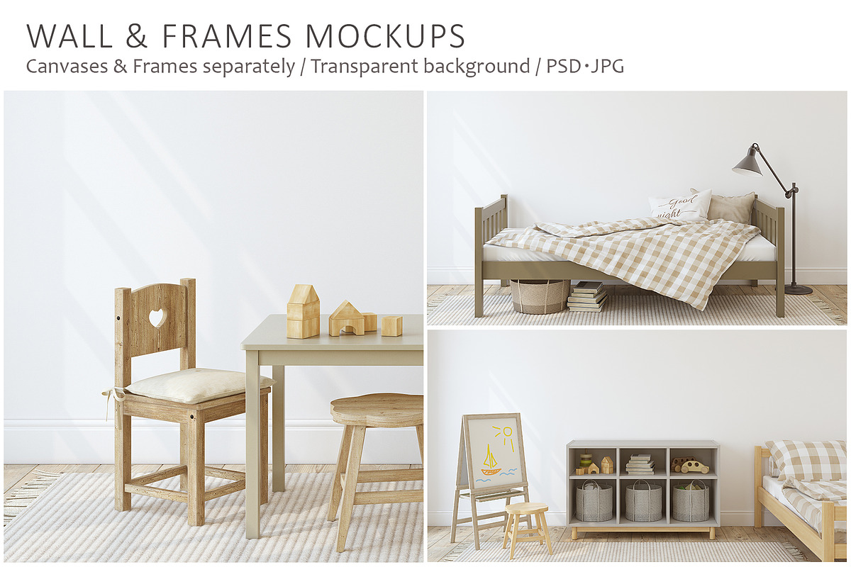 TODDLER ROOM Wall & Frames Mockup, a Poster Template by MyHomeMockups (Photo 1 of 10)