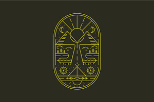 Camping Line Art Logo Badge