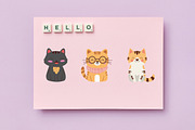5 Cute Smiling Cats Illustration Set, an Animal Illustration by jongcreative (Thumbnail 2 of 4)