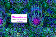 Neon Hamsa Seamless Pattern, a Pattern Graphic by Elen-Lane (Thumbnail 1 of 2)