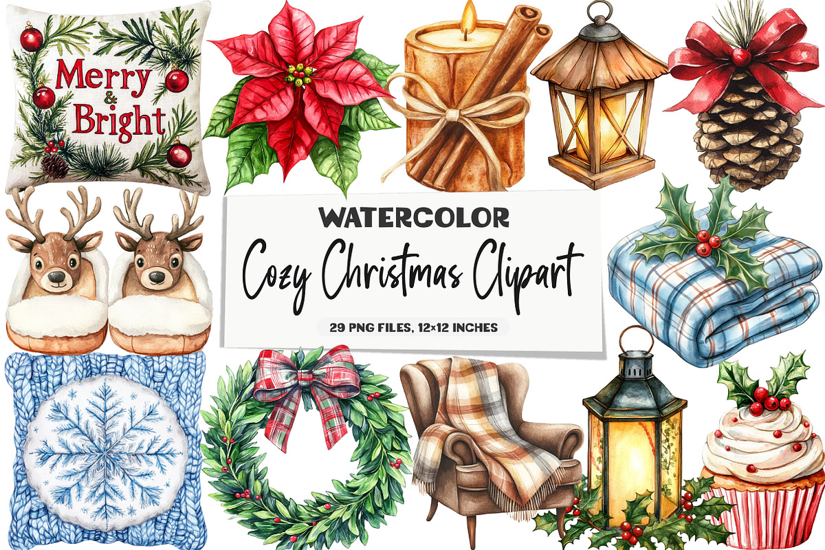 Cozy Christmas Clipart, an Illustration by DreamArtGraphic (Photo 1 of 5)
