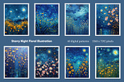 Starry Night Floral Illustration, a Decorative Illustration by Housui Patterns (Thumbnail 7 of 12)