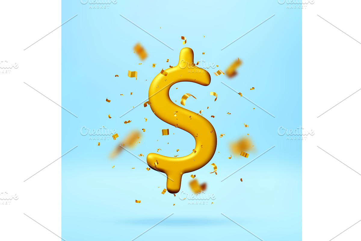 3D Golden dollar sign symbol with, a Finance Illustration by Abscent