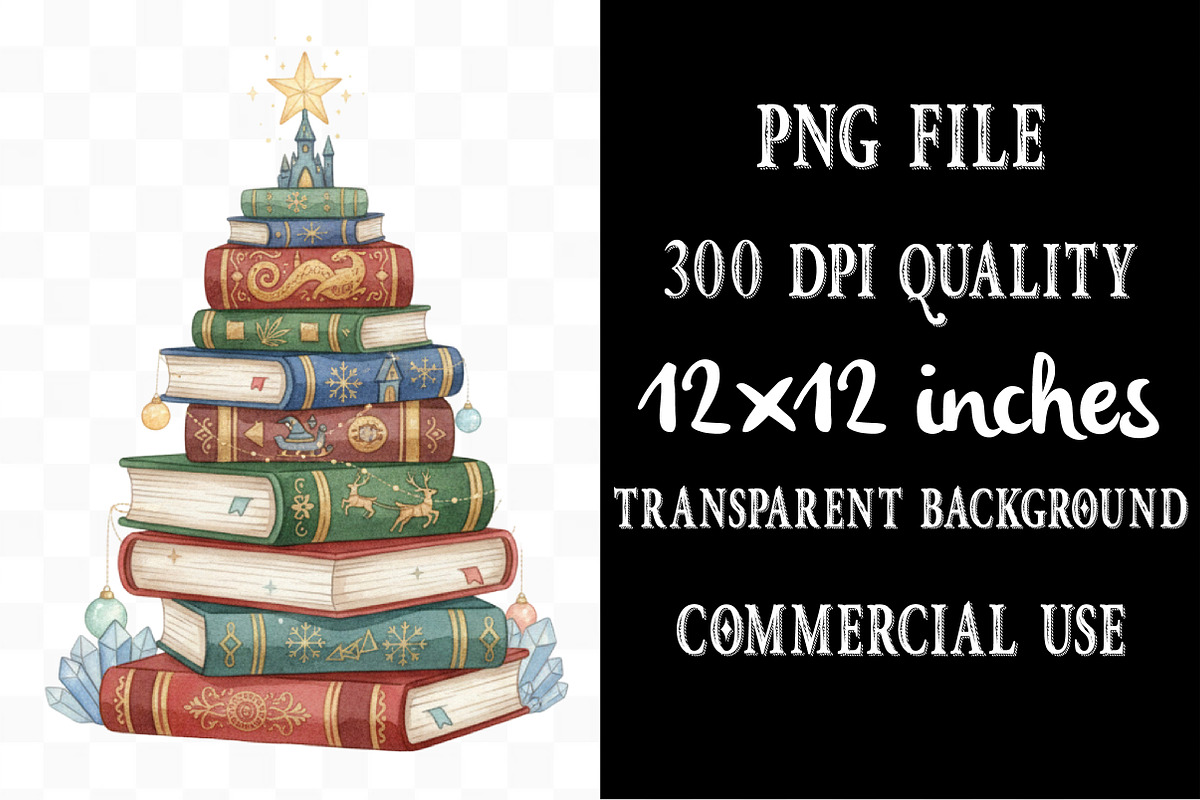 Books Christmas Tree Clipart, an Illustration by Designking (Photo 4 of 5)
