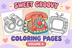 Sweet Groovy Coloring Pages Vol. 2, an Object Illustration by Inkivelle Studio