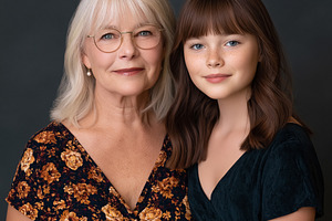 Granddaughter and grandmother embracing generational bond, smili, a Person Photo by Studio ANNA