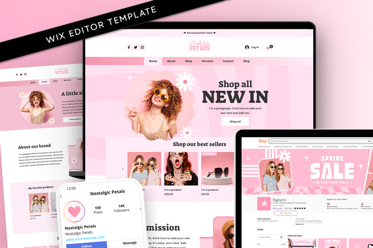 Pink Retro Wix Store Template, a Wix Template by Template Twist Shop (Photo 1 of 10)