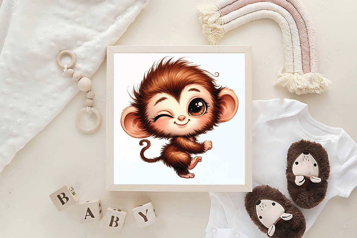Funny Cheeky Monkeys Clipart, an Illustration by CraftArtStudio (Photo 6 of 6)