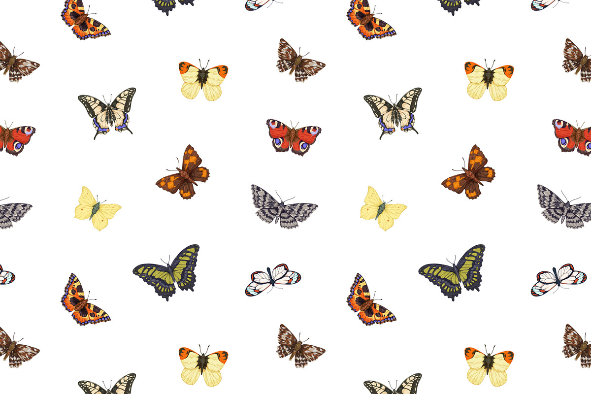 Vintage butterflies seamless pattern, a Pattern Graphic by Good Studio (Photo 4 of 8)